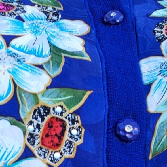 Diane Freis 80s Blue Purple Cardigan with Rhinestones L  XL  Volup Vintage NWOT - Picture 7 of 15